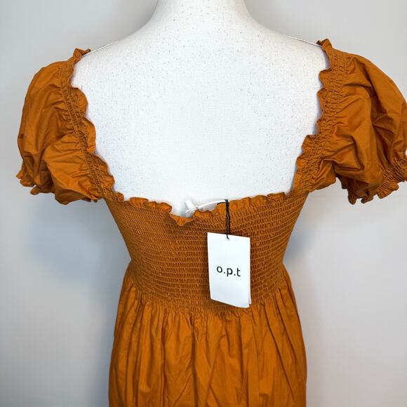 Anthropologie O.P.T. Daphne Smocked Tiered Maxi Dress In Marigold Size Large New - Picture 9 of 16